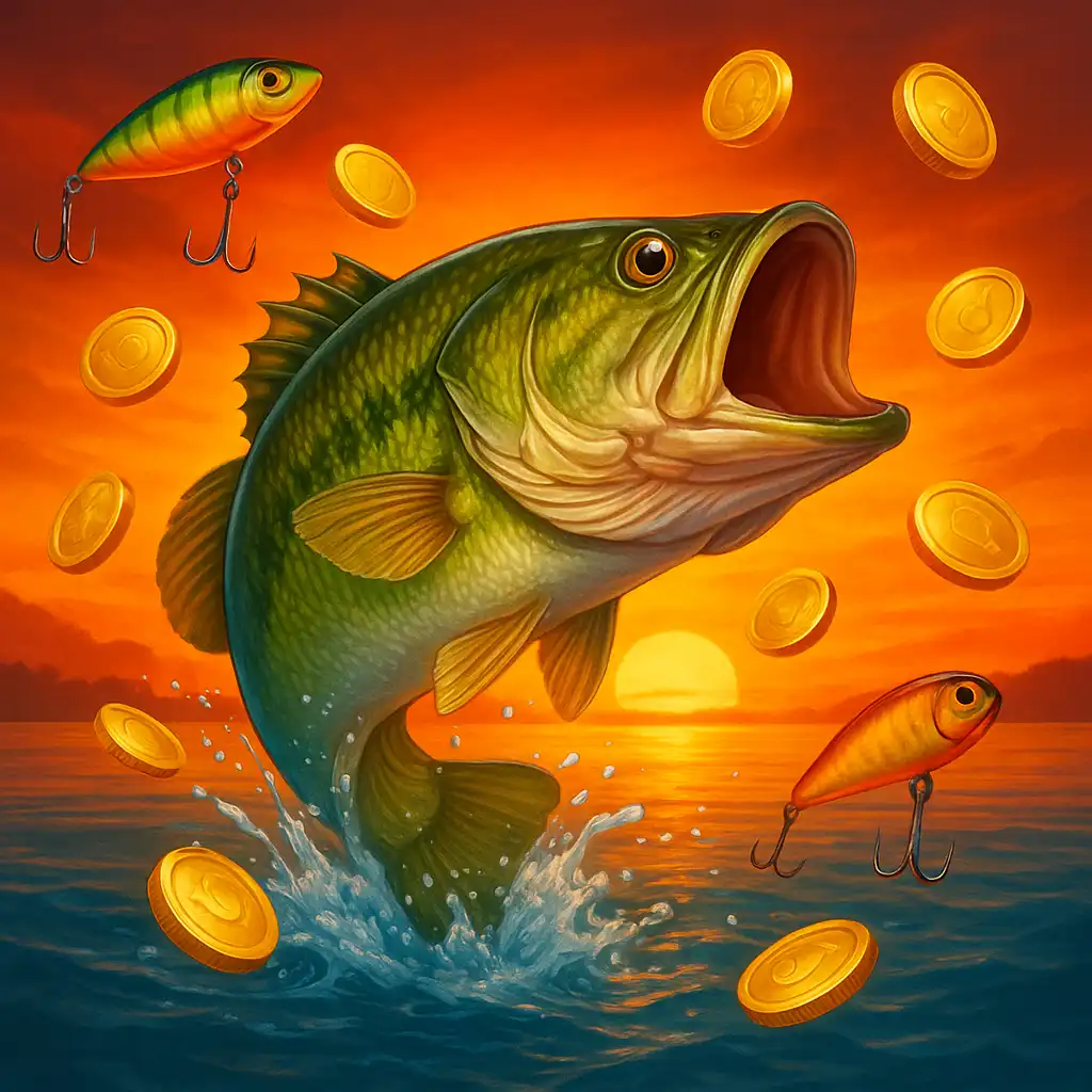 Slot game cover art for Big Bass Bonanza