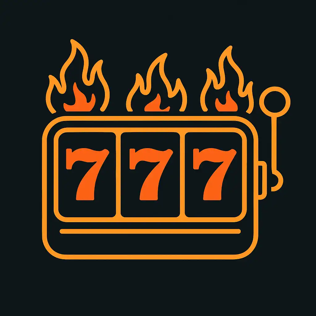 Illustration of slot reels spinning with fire effects